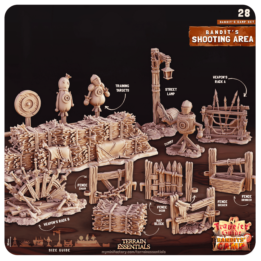 3D Printed Cast n Play Shooting Area Bandits Camp Terrain Set 28mm 32mm D&D