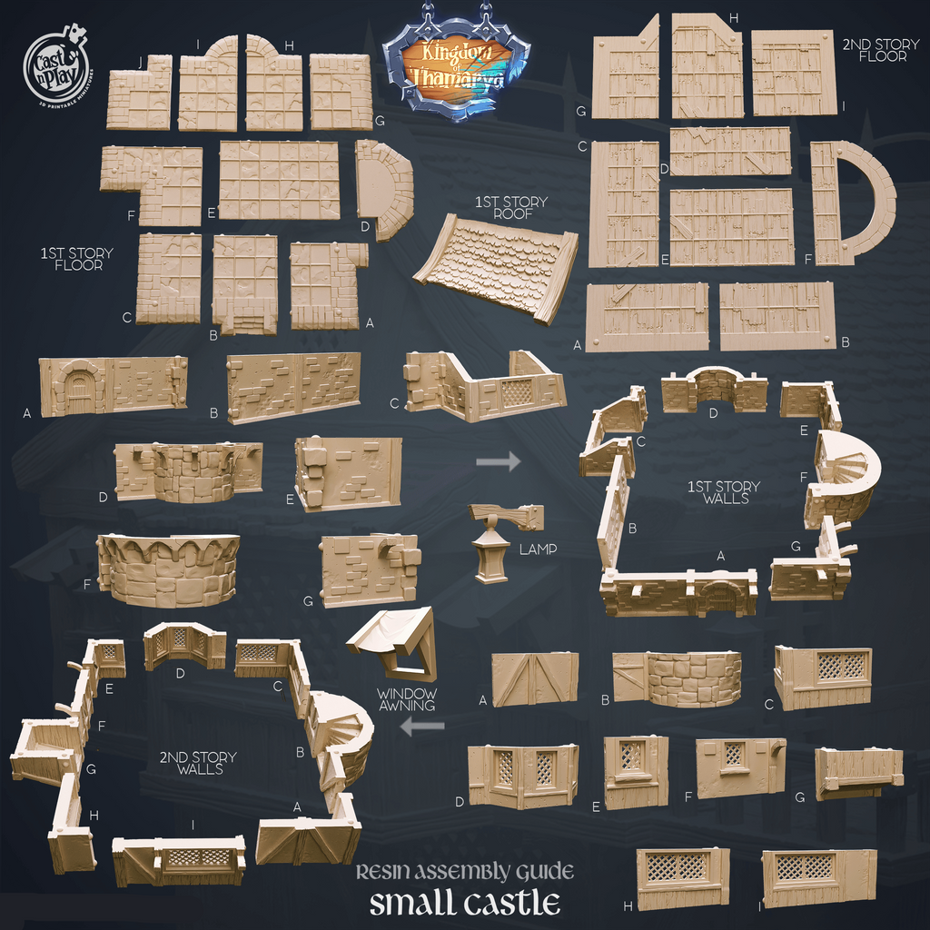 3D Printed Cast n Play Small Castle Kingdom Of Thamarya 28mm 32mm D&D