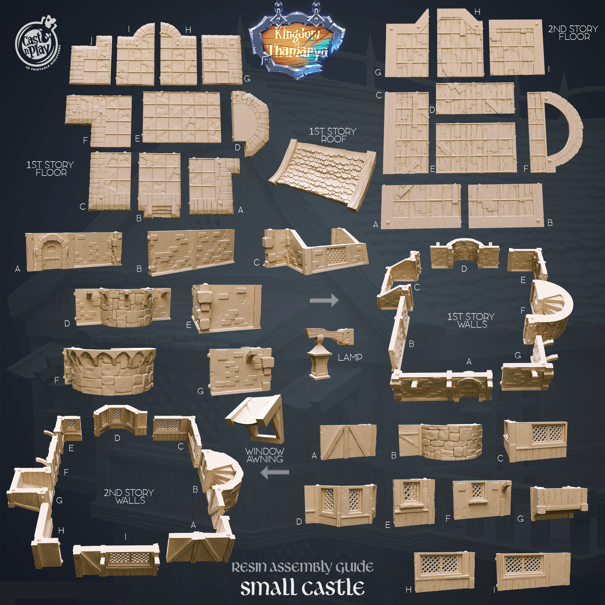 3D Printed Cast n Play Small Castle Kingdom Of Thamarya 28mm 32mm D&D