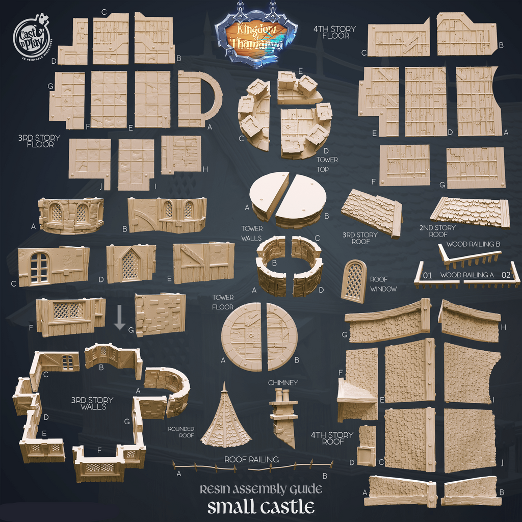 3D Printed Cast n Play Small Castle Kingdom Of Thamarya 28mm 32mm D&D