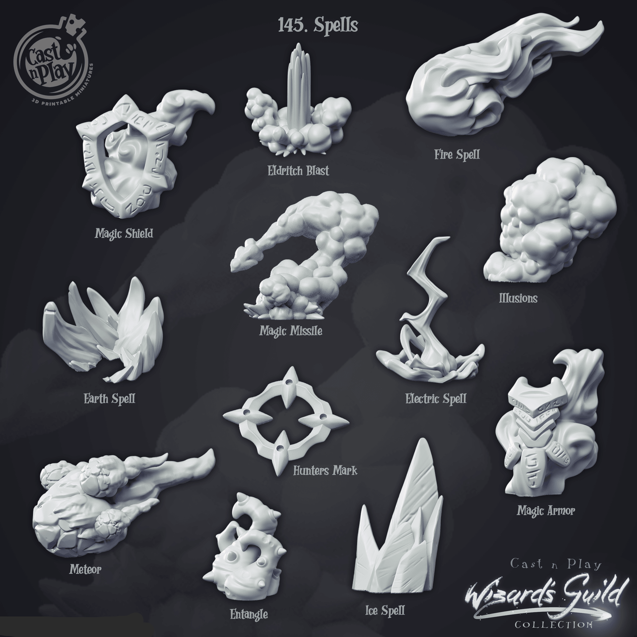 3D Printed Cast n Play Spells 28mm 32mm D&D