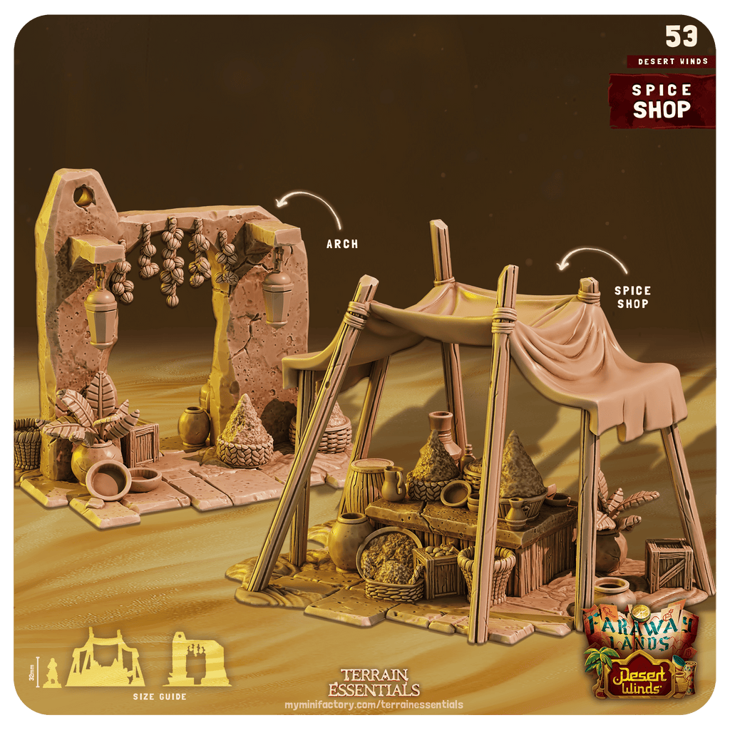 3D Printed Cast n Play Spice Shop Desert Winds Terrain Set 28mm 32mm D&D
