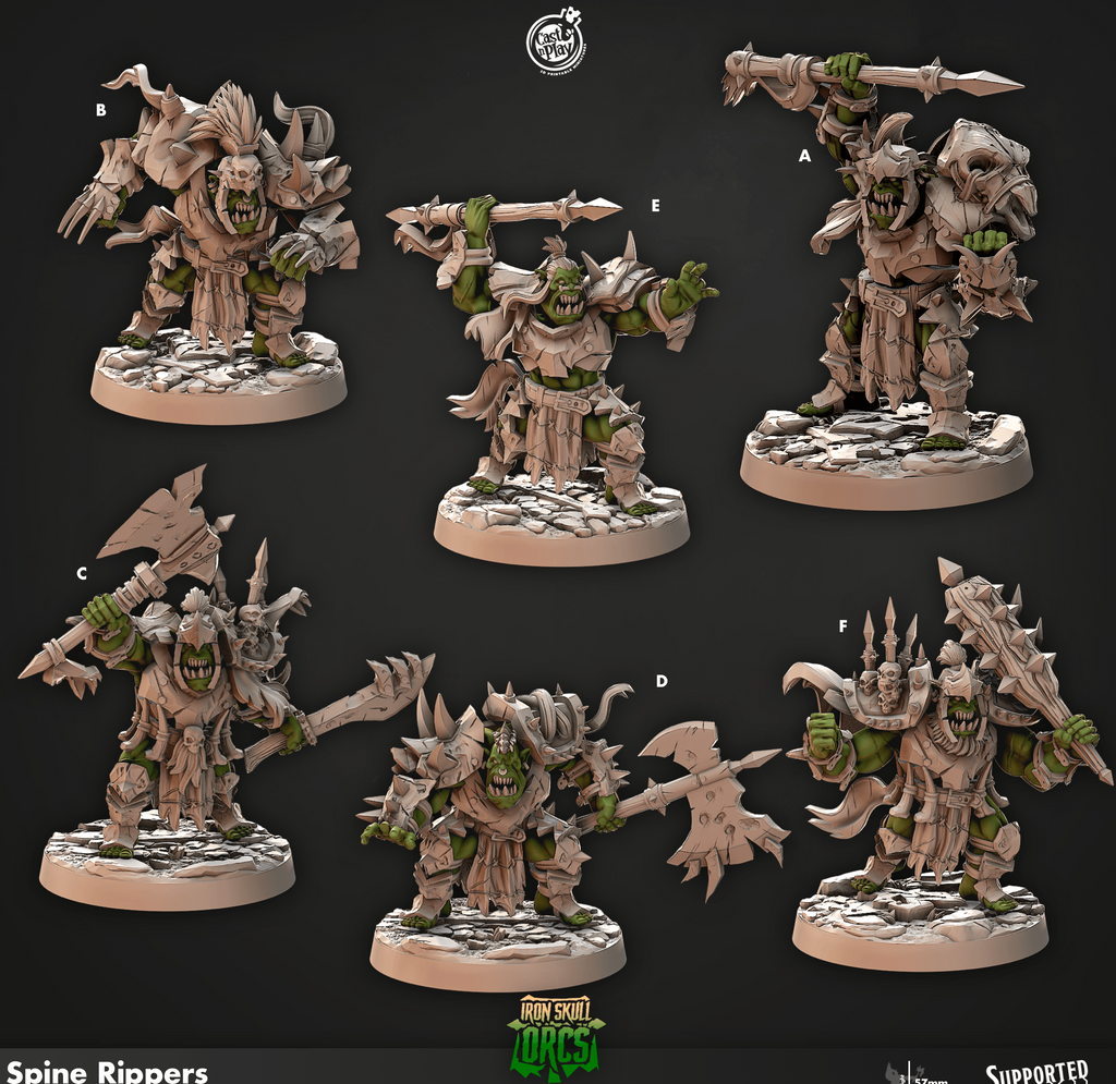 3D Printed Cast n Play Spine Rippers Iron Skull Orcs 28mm 32mm D&D