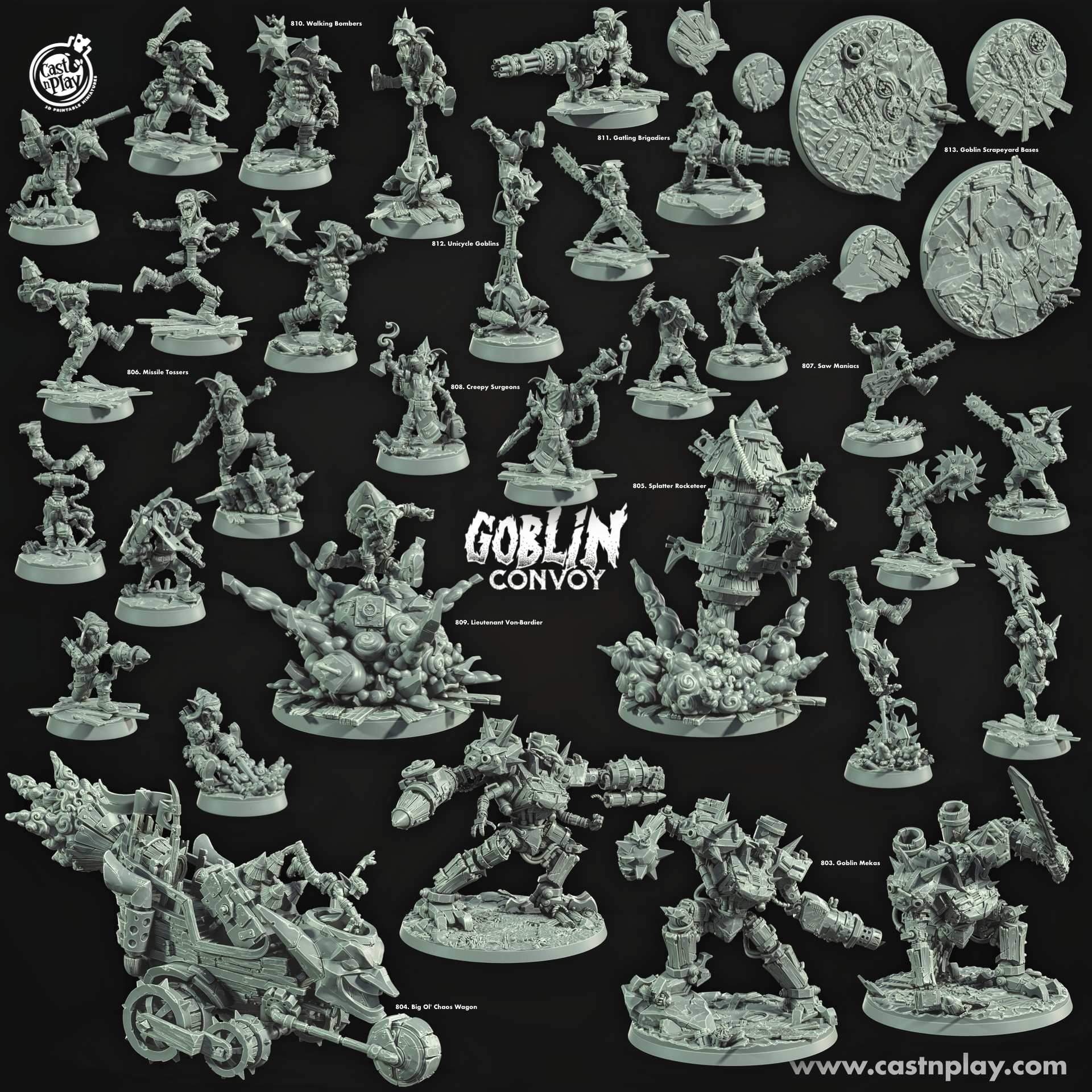 3D Printed Cast n Play Splatter Rocketeer The Goblin Convoy 28mm 32mm D&D