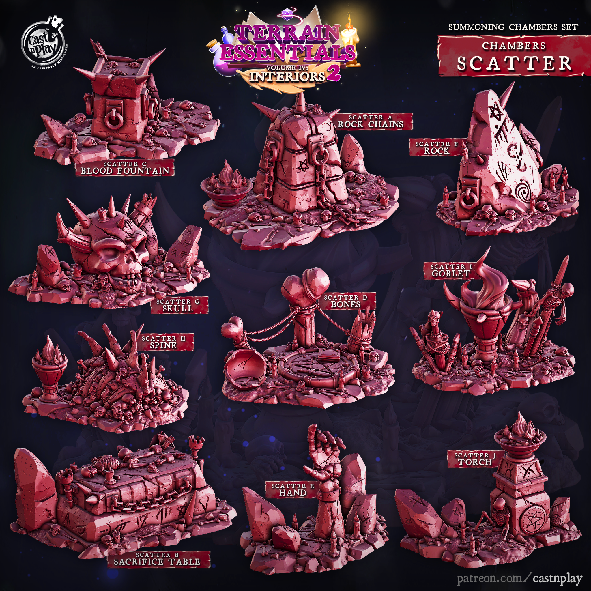 3D Printed Cast n Play Summoning Chambers Scatter Terrain Set 28mm 32mm D&D