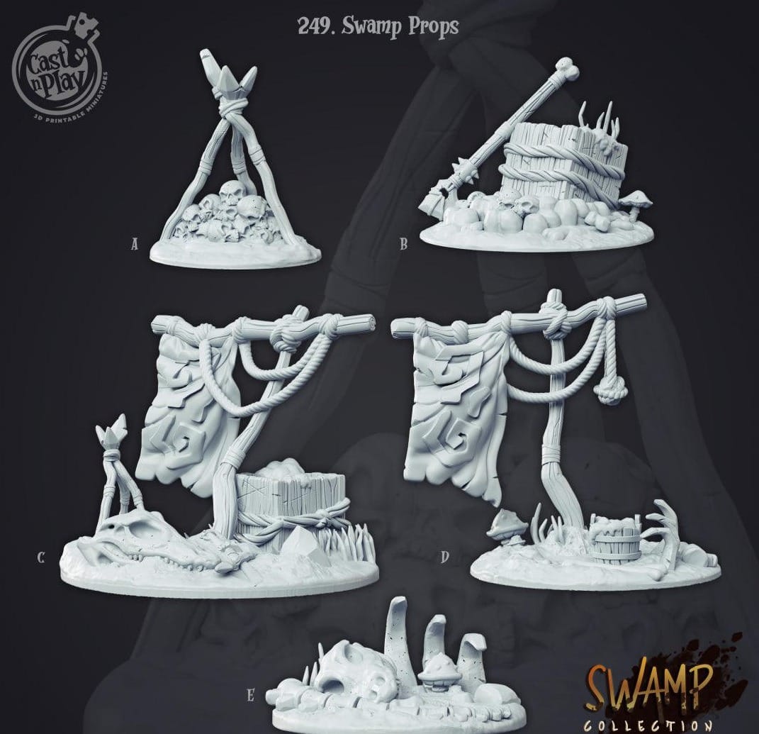 3D Printed Cast n Play Swamp Props 28mm 32mm D&D