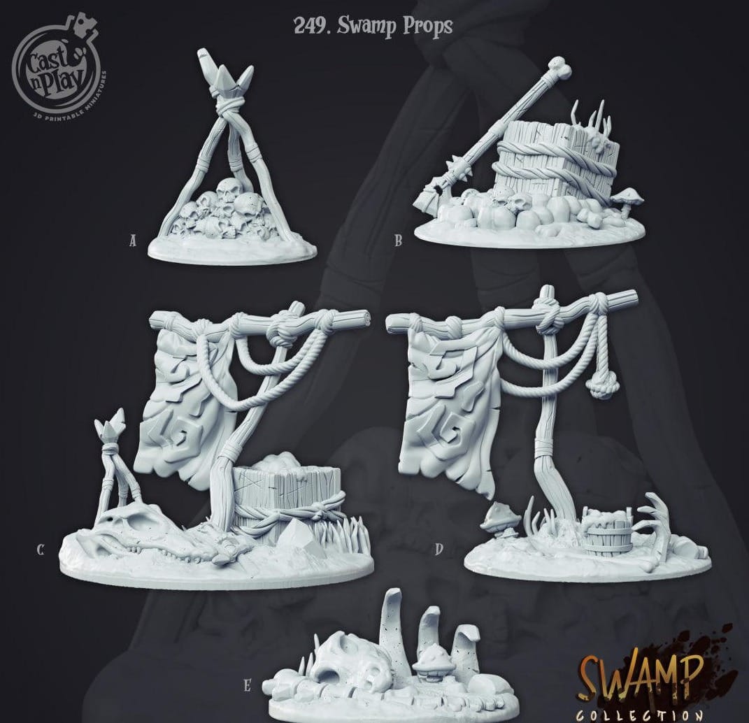 3D Printed Cast n Play Swamp Props Swamp Collection 28mm 32mm D&D