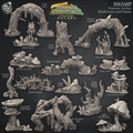 3D Printed Cast n Play Swamp Terrain Flowers, Arches, Mushrooms and Fauna Set Terrain Essentials Nature 28mm 32mm D&D