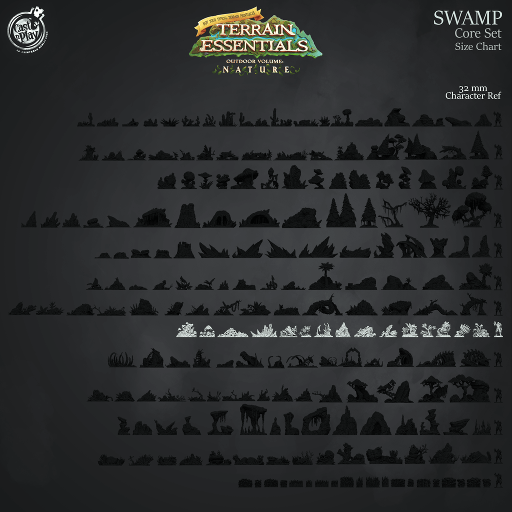 3D Printed Cast n Play Swamp Terrain Swamp Core Set Terrain Essentials Nature 28mm 32mm D&D