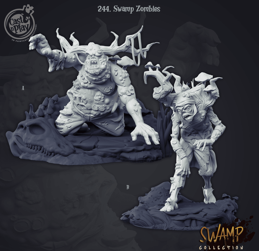 3D Printed Cast n Play Swamp Zombies Swamp Collection 28mm 32mm D&D