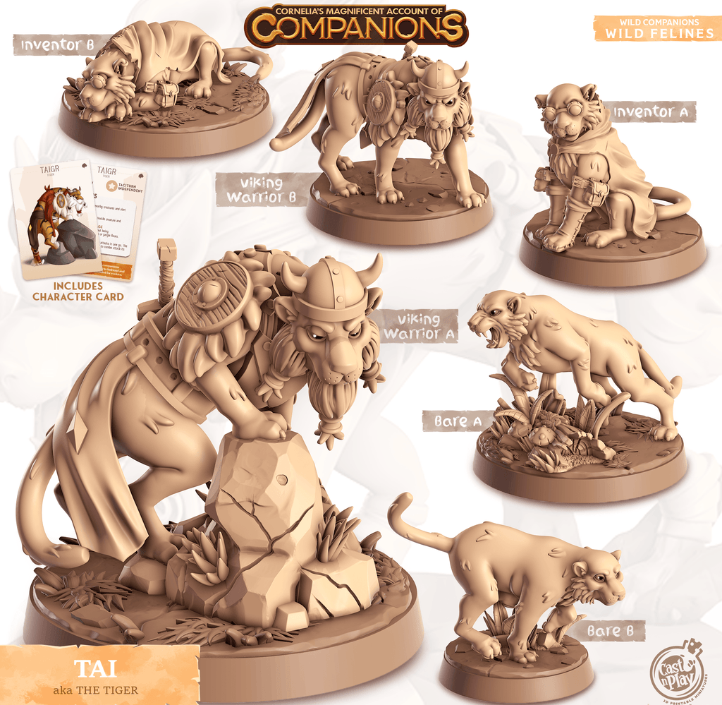 3D Printed Cast n Play Tai - The Tiger Companions 28mm 32mm D&D