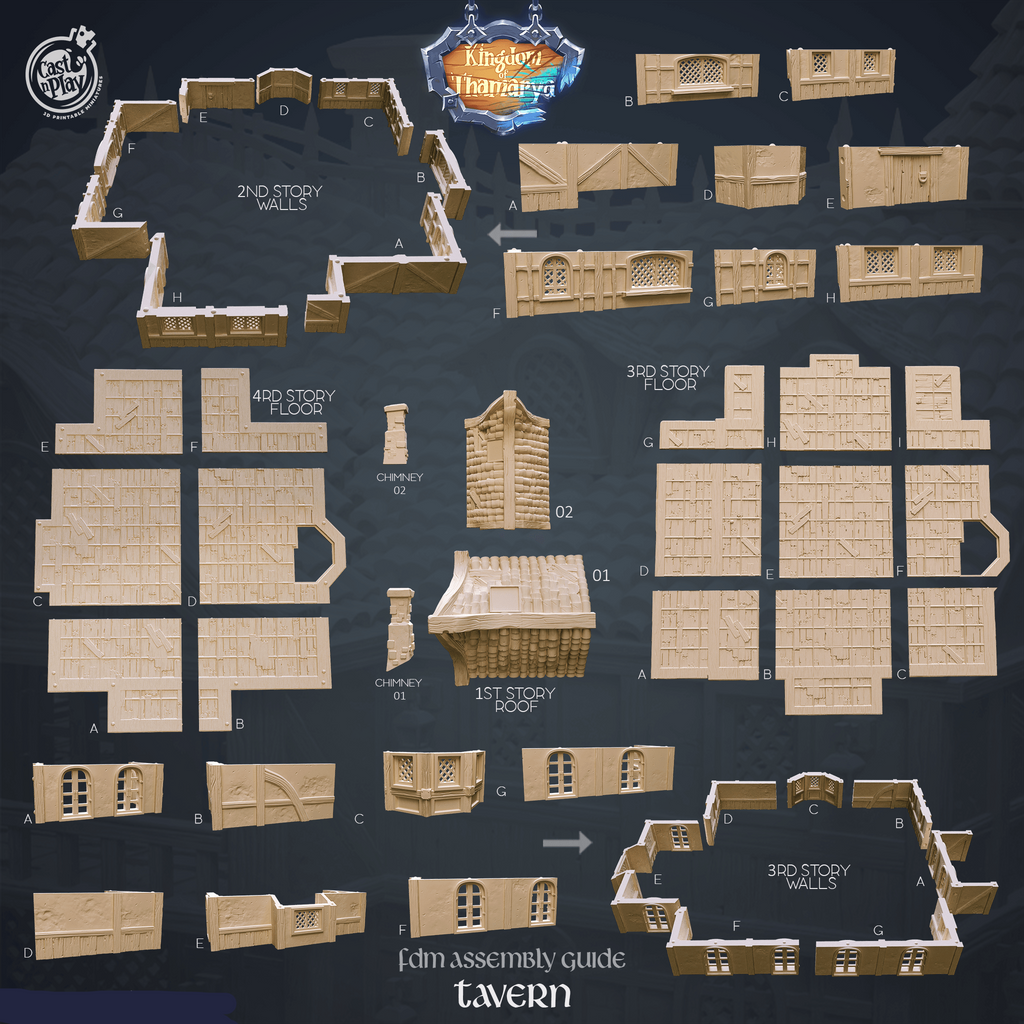 3D Printed Cast n Play Tavern Kingdom Of Thamarya 28mm 32mm D&D