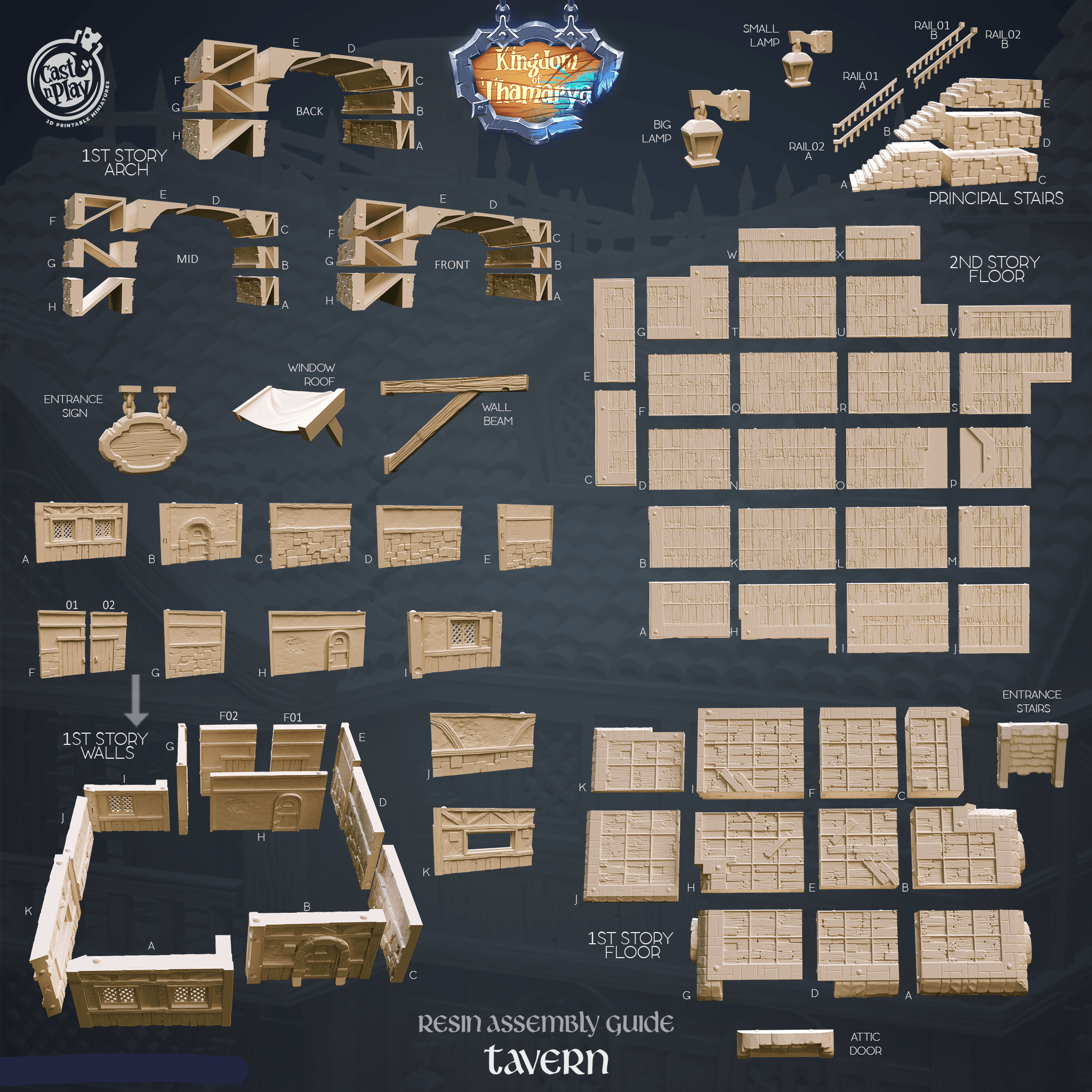 3D Printed Cast n Play Tavern Kingdom Of Thamarya 28mm 32mm D&D