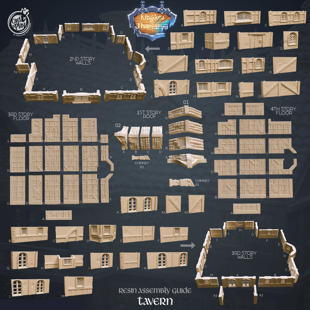 3D Printed Cast n Play Tavern Kingdom Of Thamarya 28mm 32mm D&D