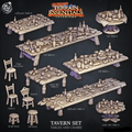 3D Printed Cast n Play Tavern Tables and Chairs Terrain Essentials 28mm 32mm D&D