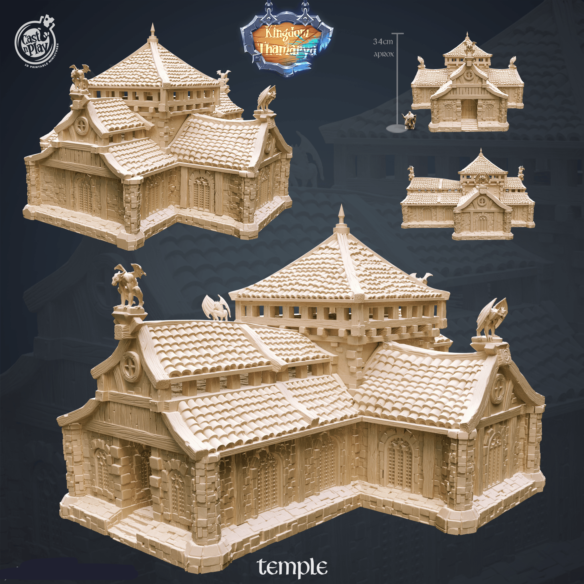 3D Printed Cast n Play Temple Kingdom Of Thamarya 28mm 32mm D&D