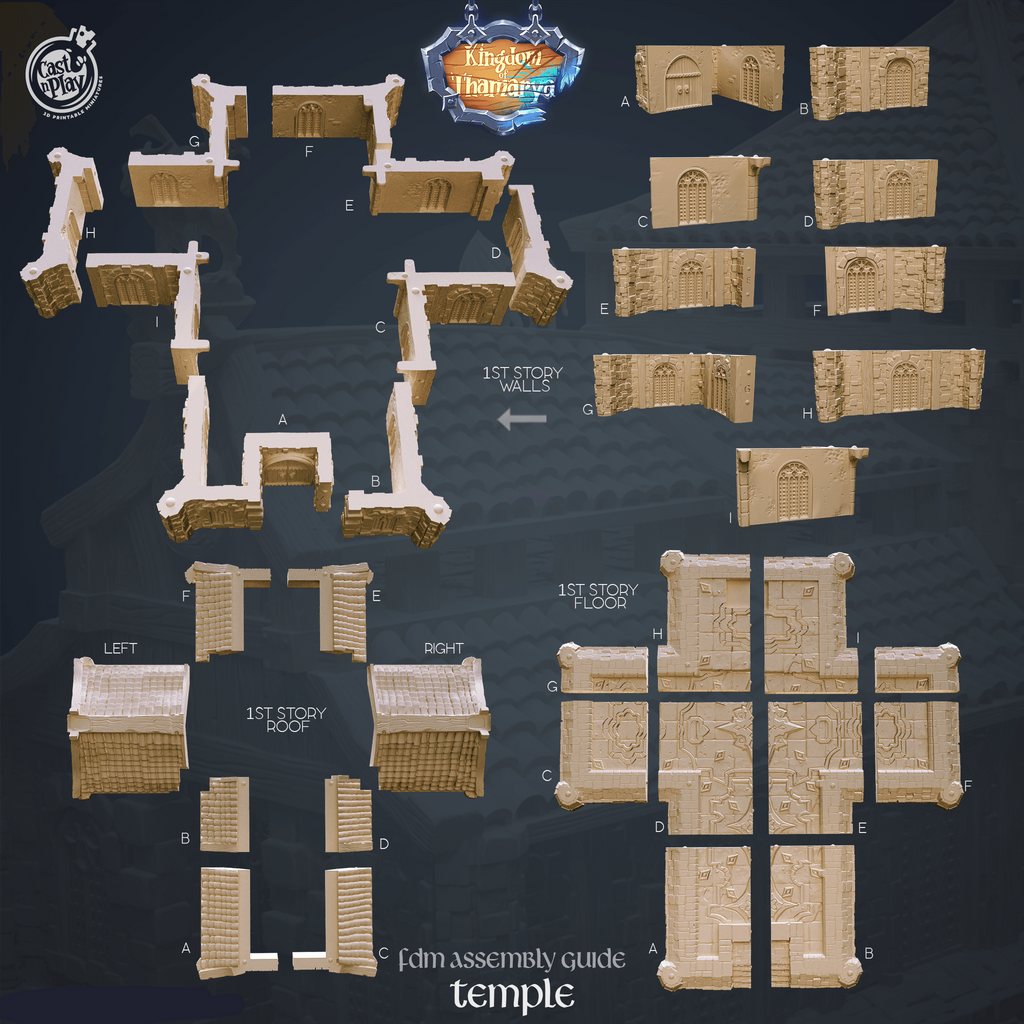 3D Printed Cast n Play Temple Kingdom Of Thamarya 28mm 32mm D&D