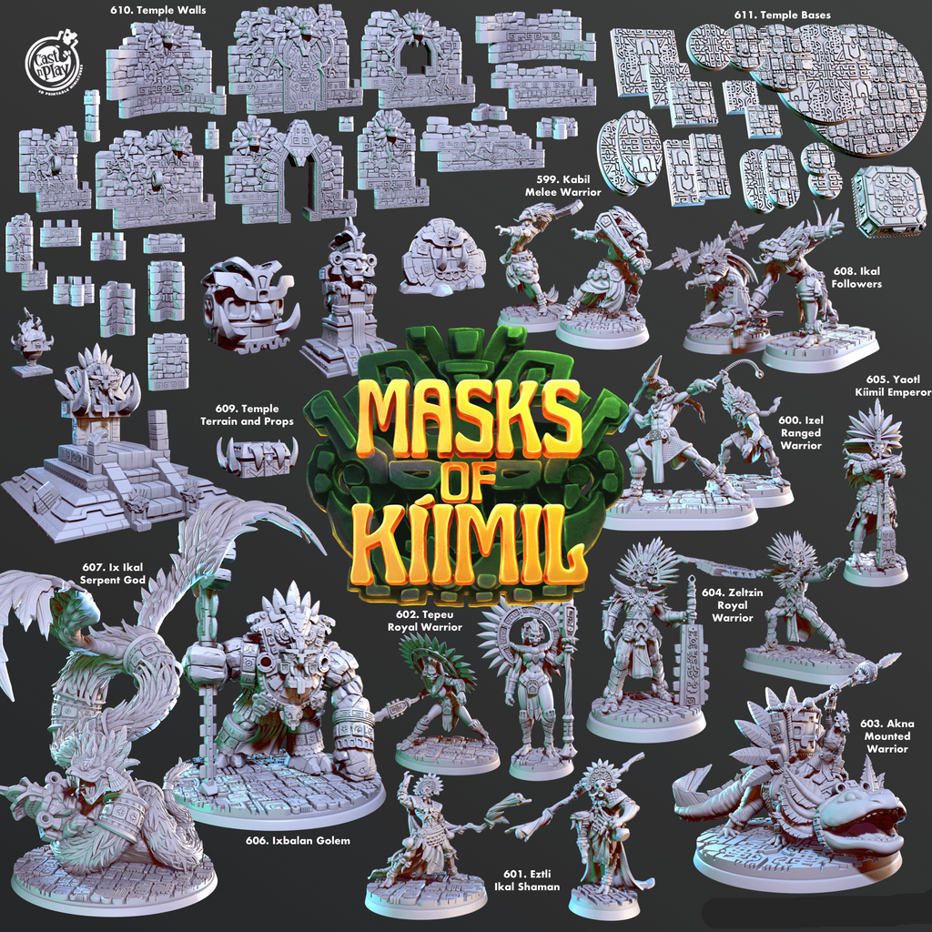 3D Printed Cast n Play Temple Walls Masks of Kiimil 28mm 32mm D&D