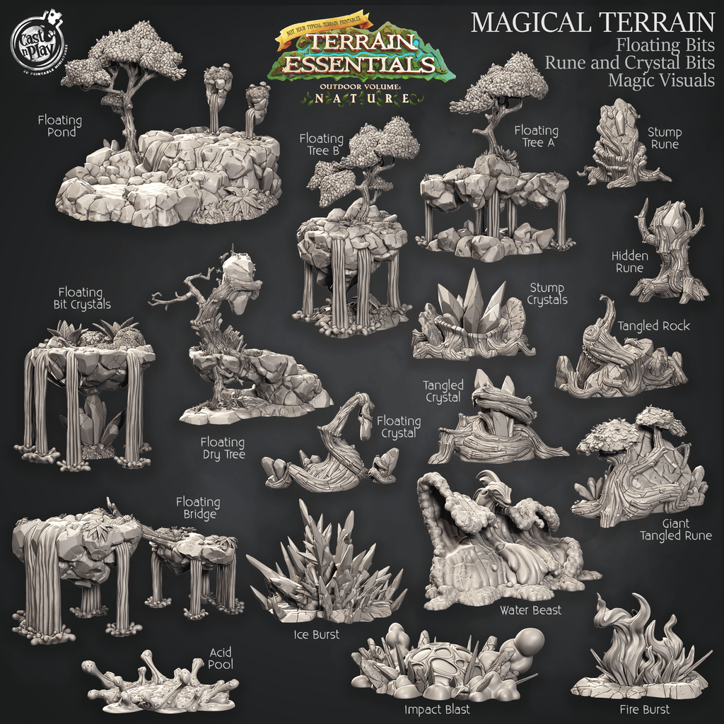 3D Printed Cast n Play Terrain Essentials Nature - Magical Terrain Set 28mm 32mm D&D