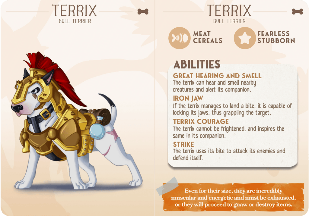3D Printed Cast n Play Terrix - Bull Terrier Companions 28mm 32mm D&D