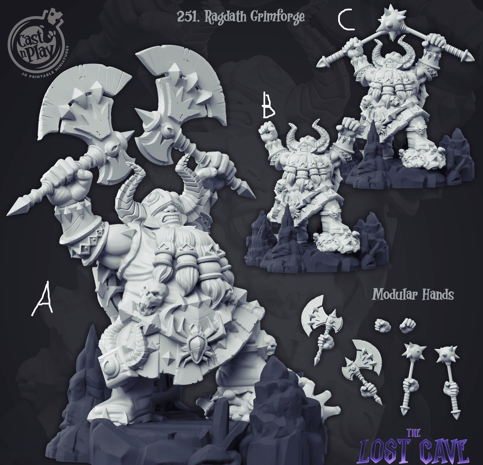 3D Printed Cast n Play The Lost Cave Collection - Ragdath Grimforge 28mm 32mm D&D