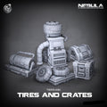 3D Printed Cast n Play Tires and Crates Nebula Origins 28mm 32mm D&D