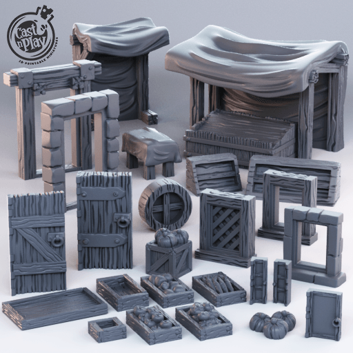 3D Printed Cast n Play Town Modular Props Townsfolk 28mm 32mm D&D