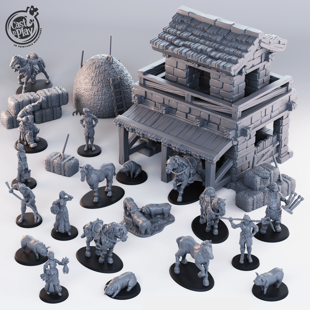 3D Printed Cast n Play Townsfolk Second Release 28mm 32mm D&D