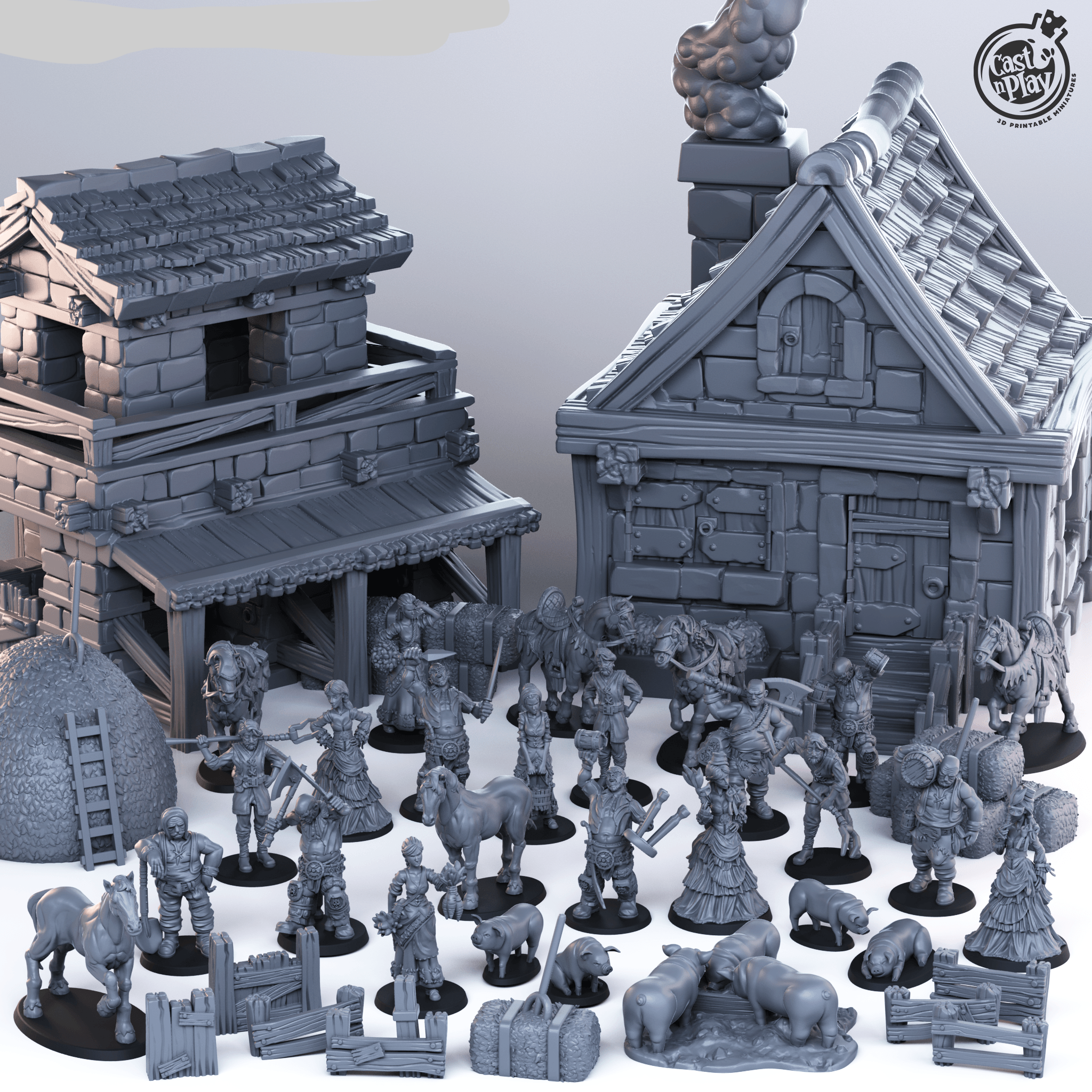 3D Printed Cast n Play Townsfolk Third Release 28mm 32mm D&D