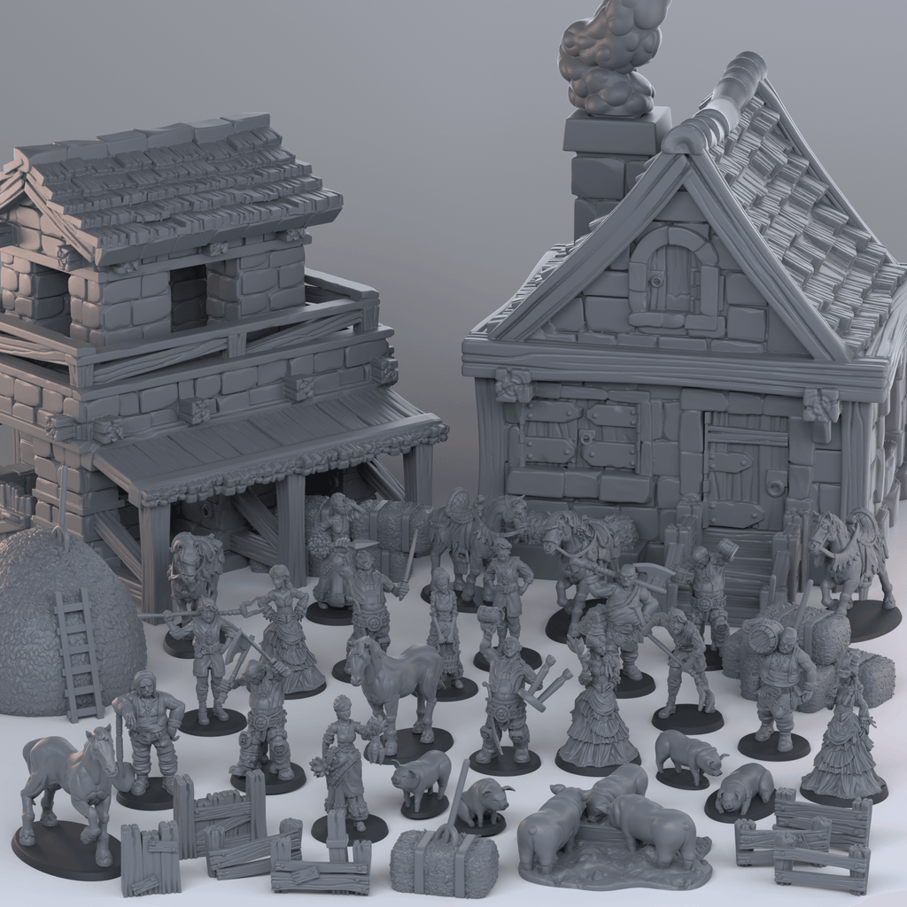 3D Printed Cast n Play Townsfolk Third Release 28mm 32mm D&D