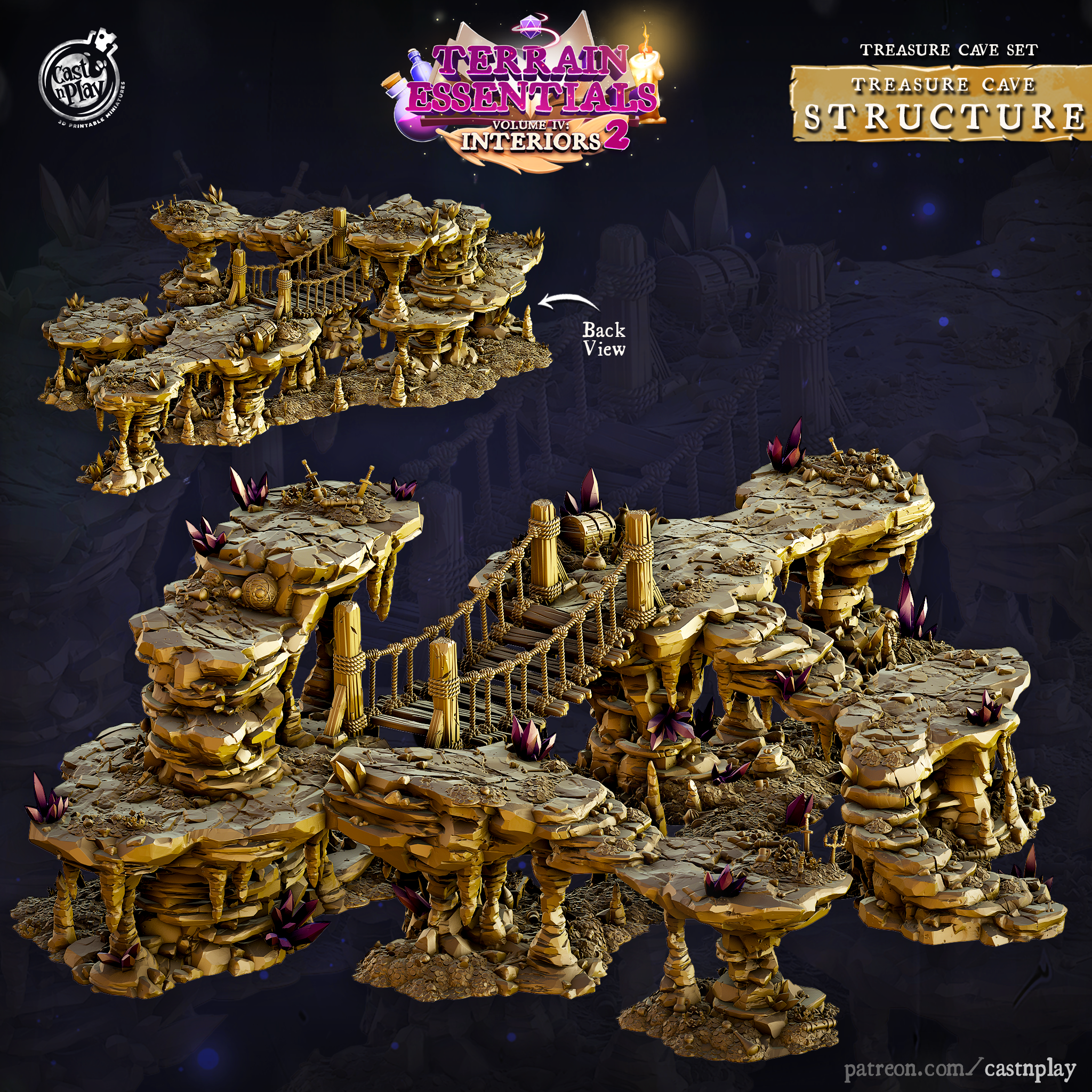 3D Printed Cast n Play Treasure Cave Structure Set 28mm 32mm D&D