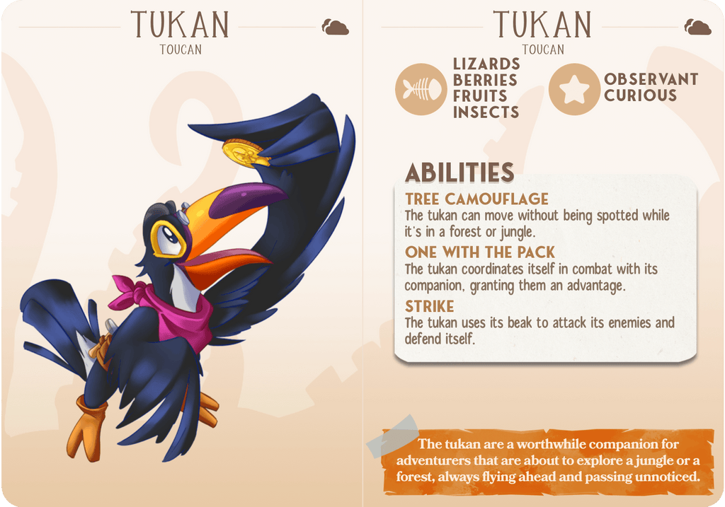 3D Printed Cast n Play Tukan - Toucan Companions 28mm 32mm D&D