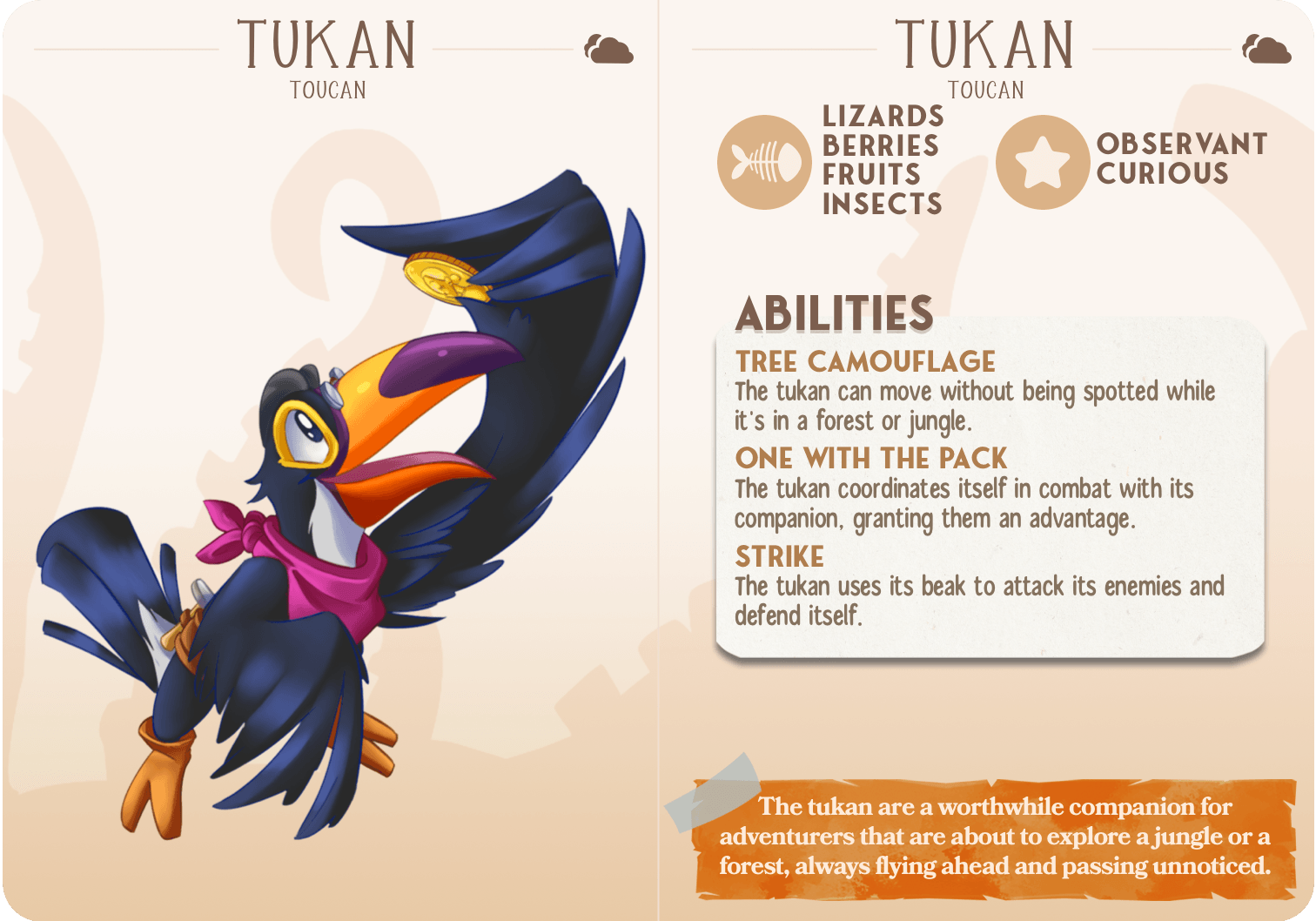 3D Printed Cast n Play Tukan - Toucan Companions 28mm 32mm D&D