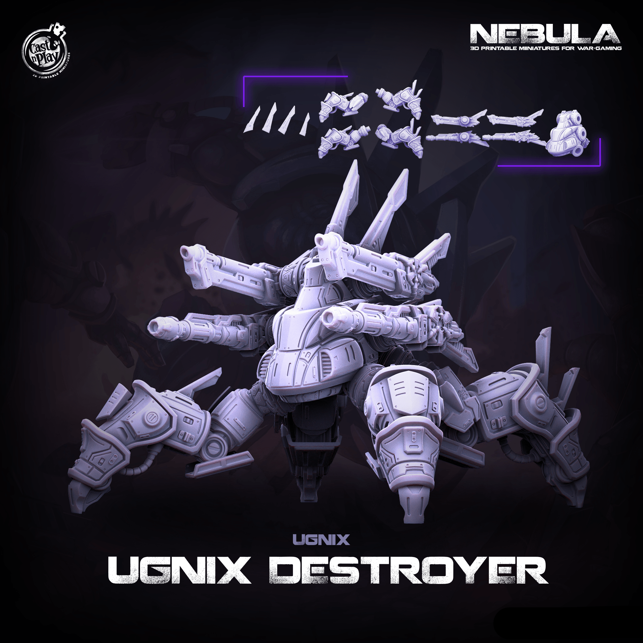 3D Printed Cast n Play Ugnix Destroyer Nebula Origins 28mm 32mm D&D