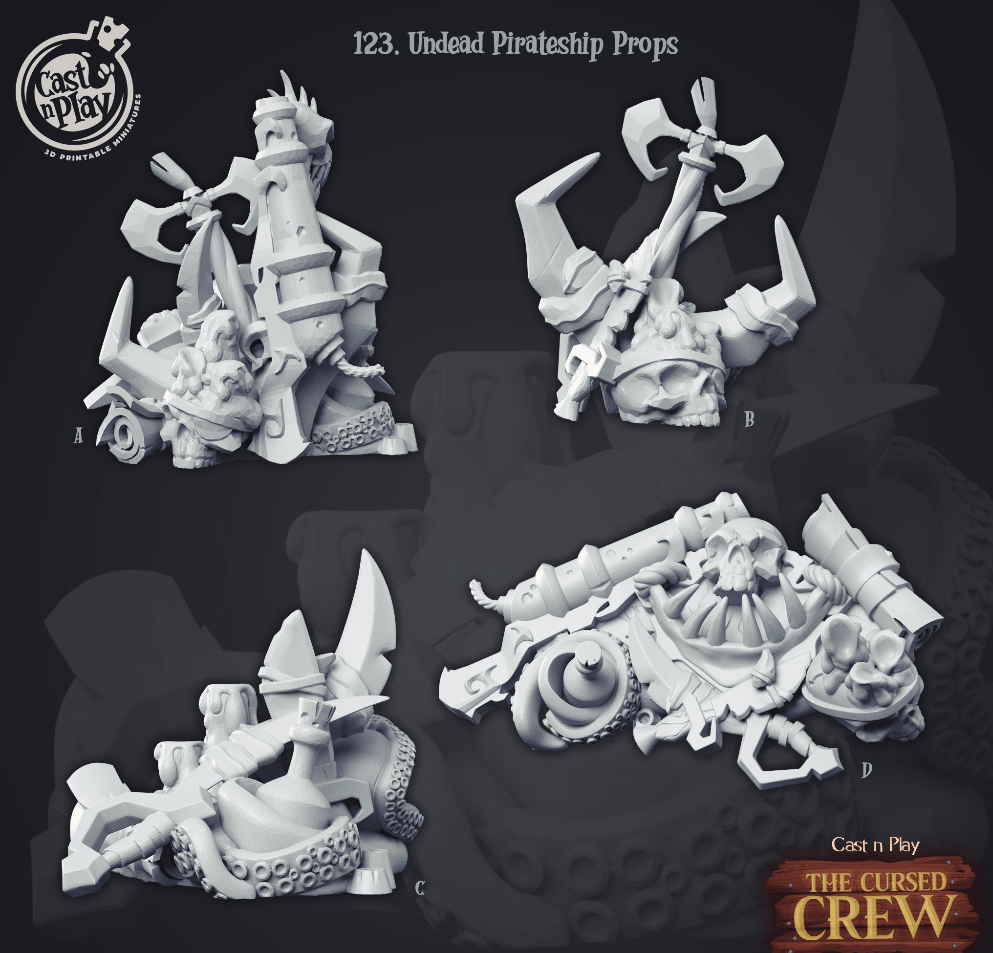 3D Printed Cast n Play Undead Pirate Ship Prop Weapons 28mm 32mm D&D