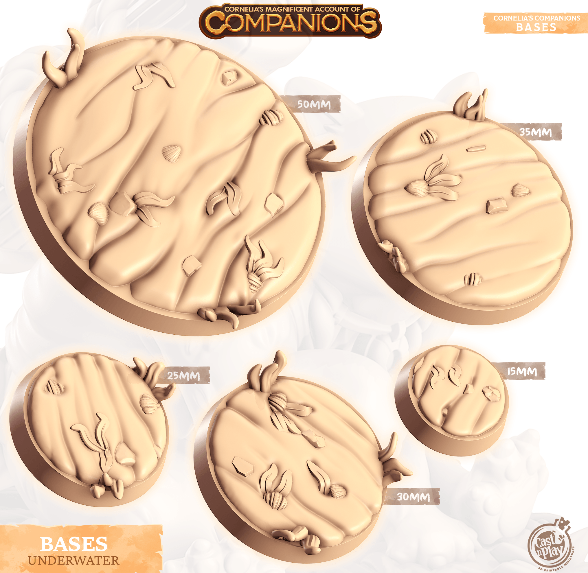 3D Printed Cast n Play Underwater Bases Companion's Bases - Master Pack Companions 28mm 32mm D&D