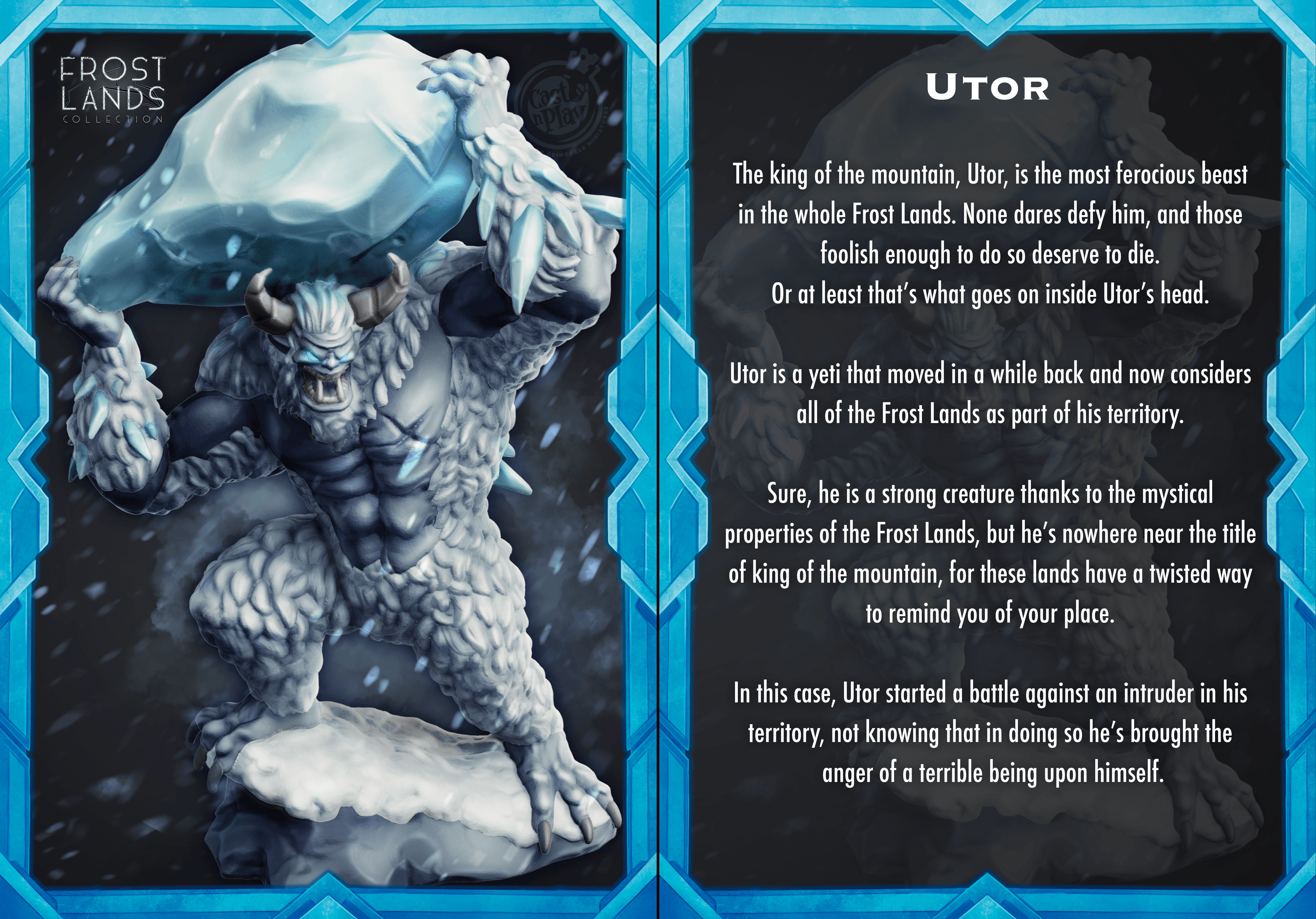 3D Printed Cast n Play Utor Yeti Frostlands 28mm 32mm D&D
