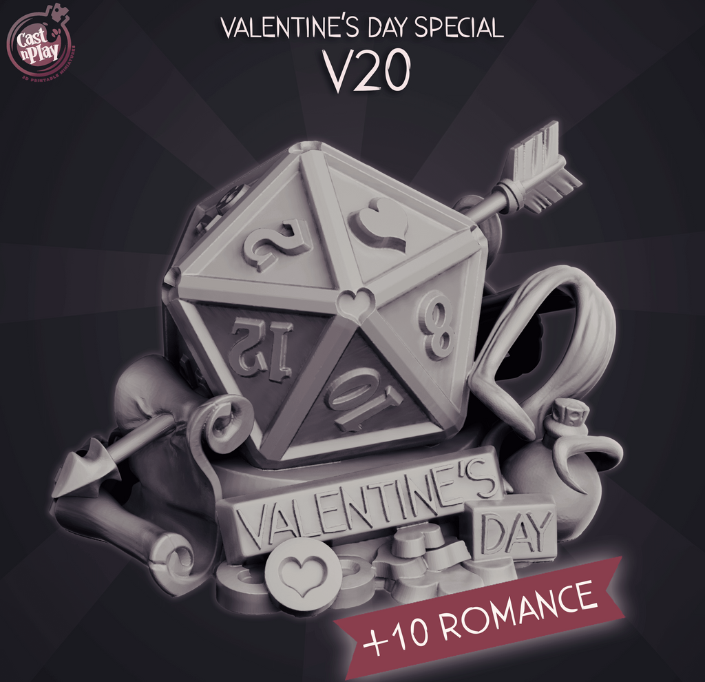 3D Printed Cast n Play Valentines Day Gamer Display D&D