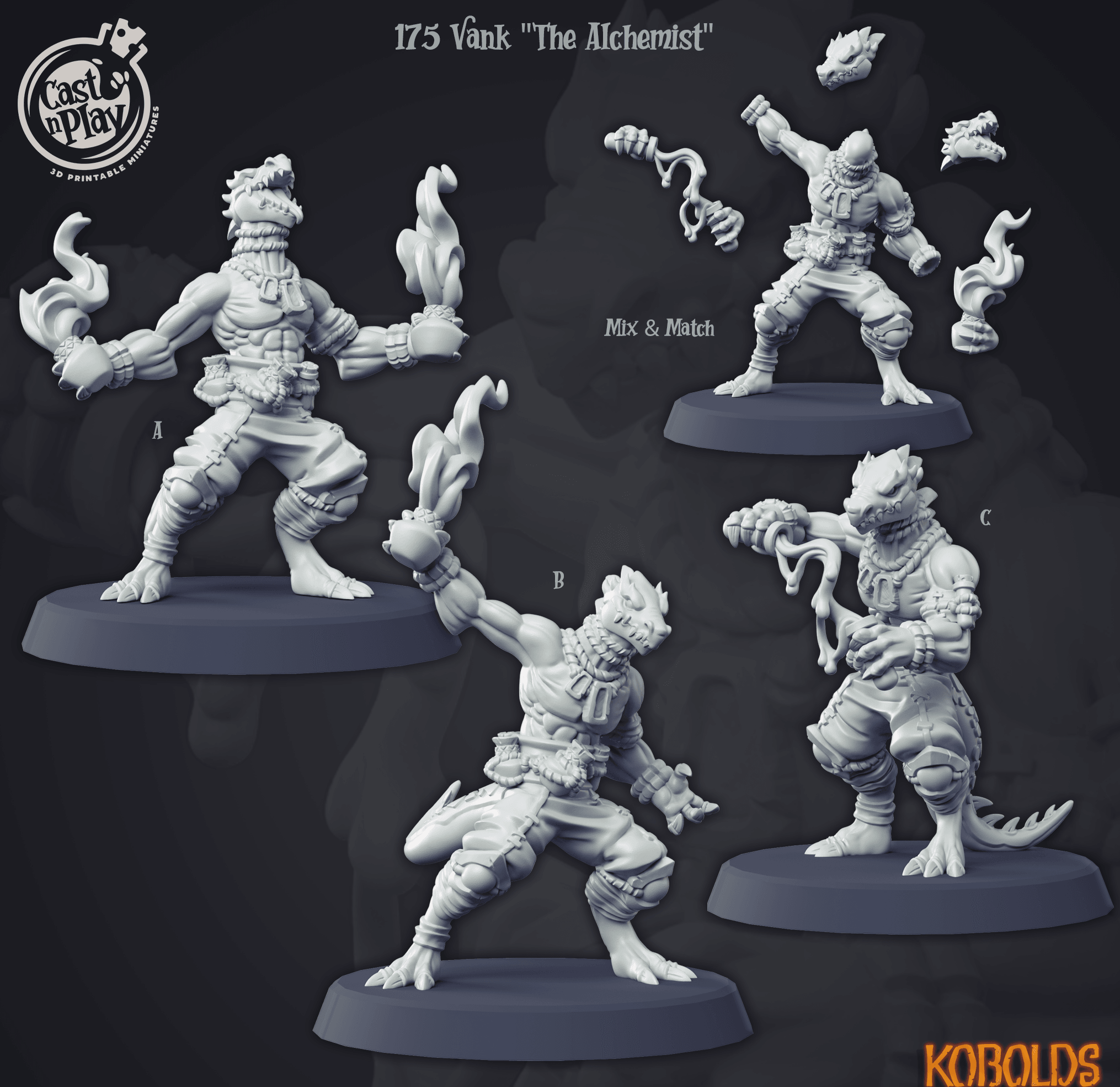 3D Printed Cast n Play Vank The Alchemist Kobold Collection 28 32mm D&D