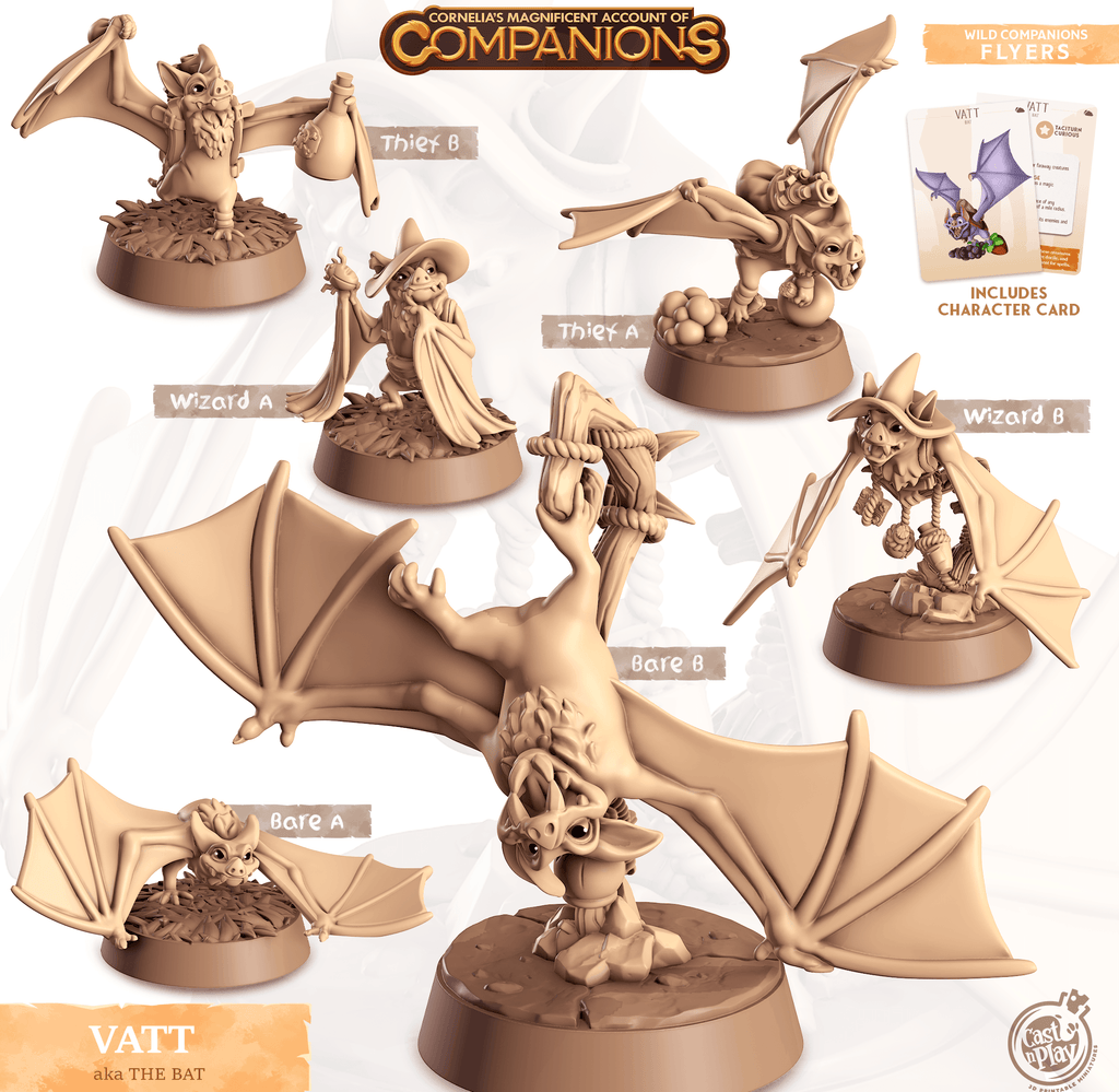 3D Printed Cast n Play Vatt - Bat Companions 28mm 32mm D&D