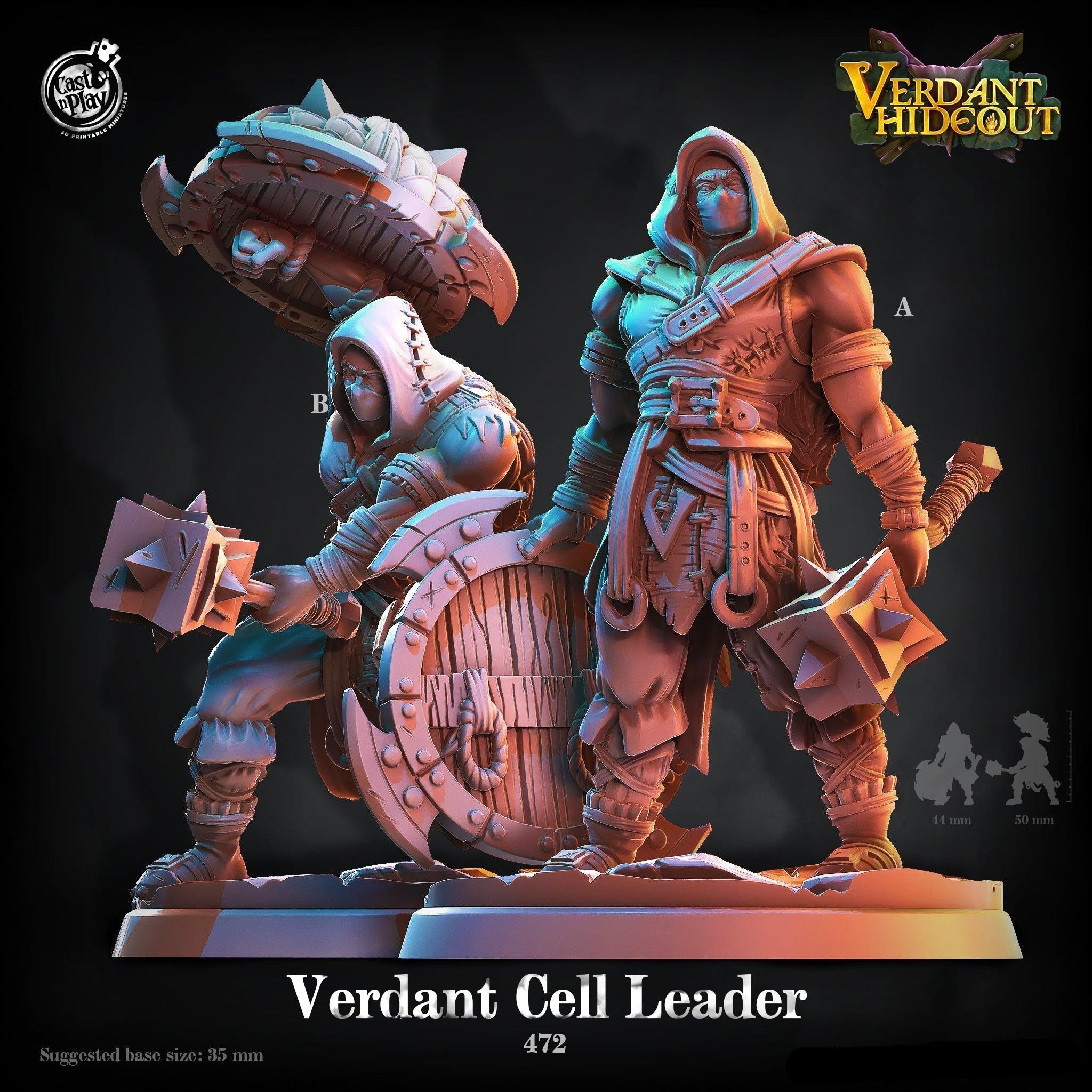 3D Printed Cast n Play Verdant Cell Leader Bandit Captain 28mm 32mm D&D