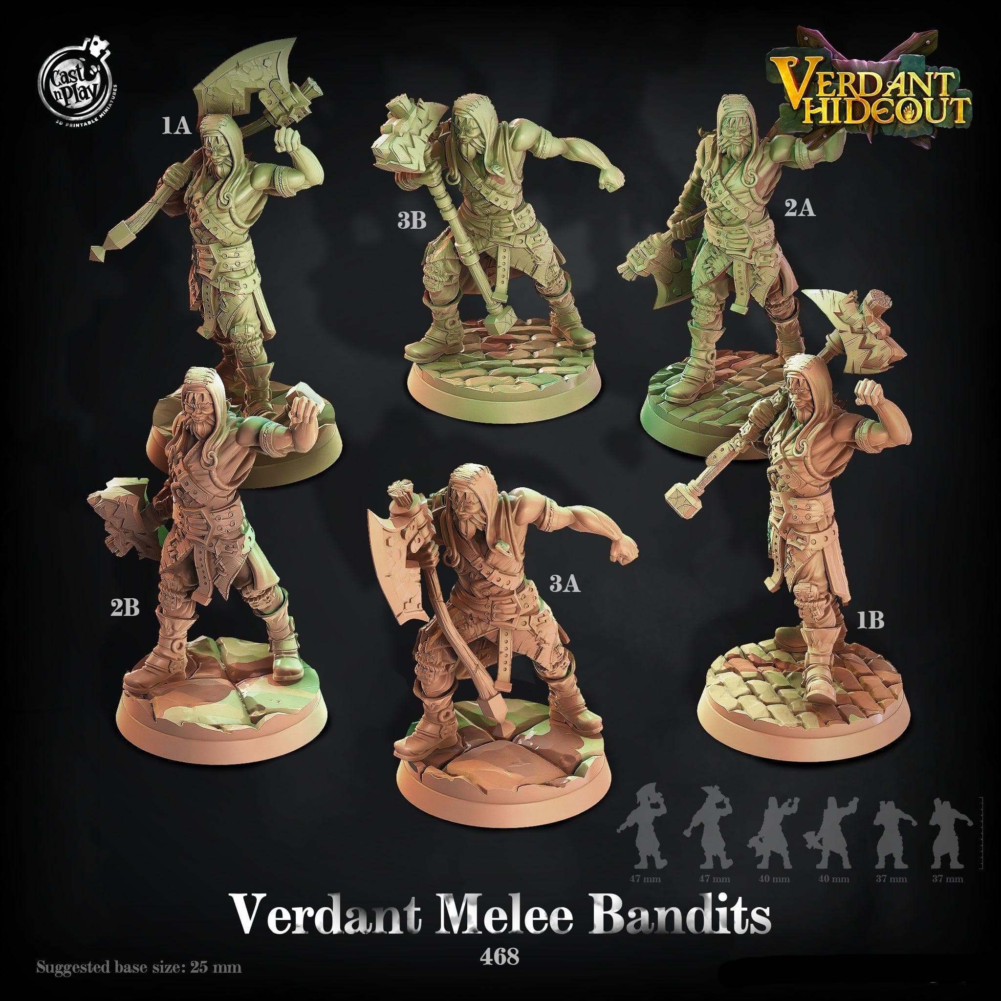 3D Printed Cast n Play Verdant Melee Bandits 28mm 32mm D&D