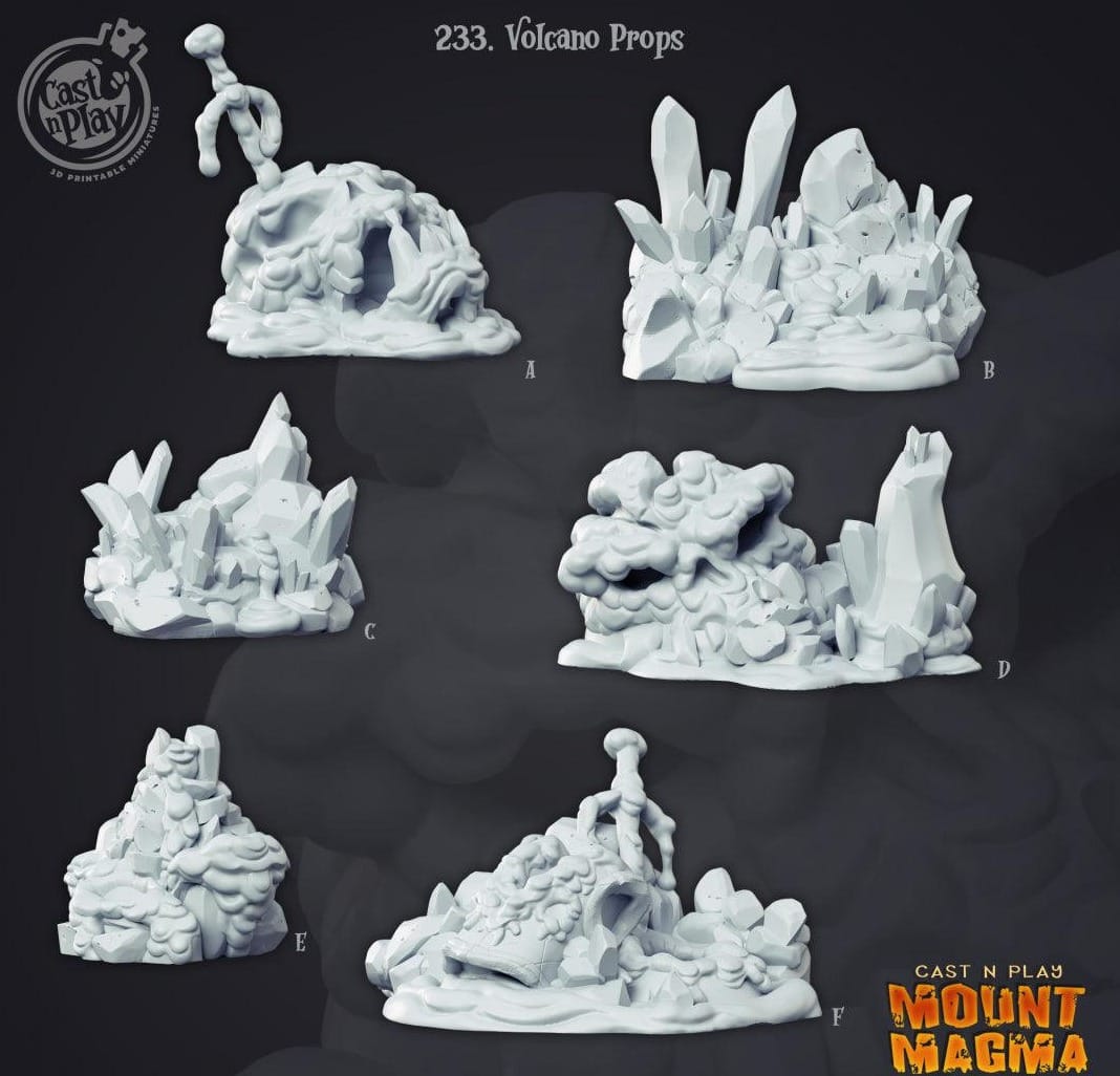3D Printed Cast n Play Volcano Props 28mm 32mm D&D