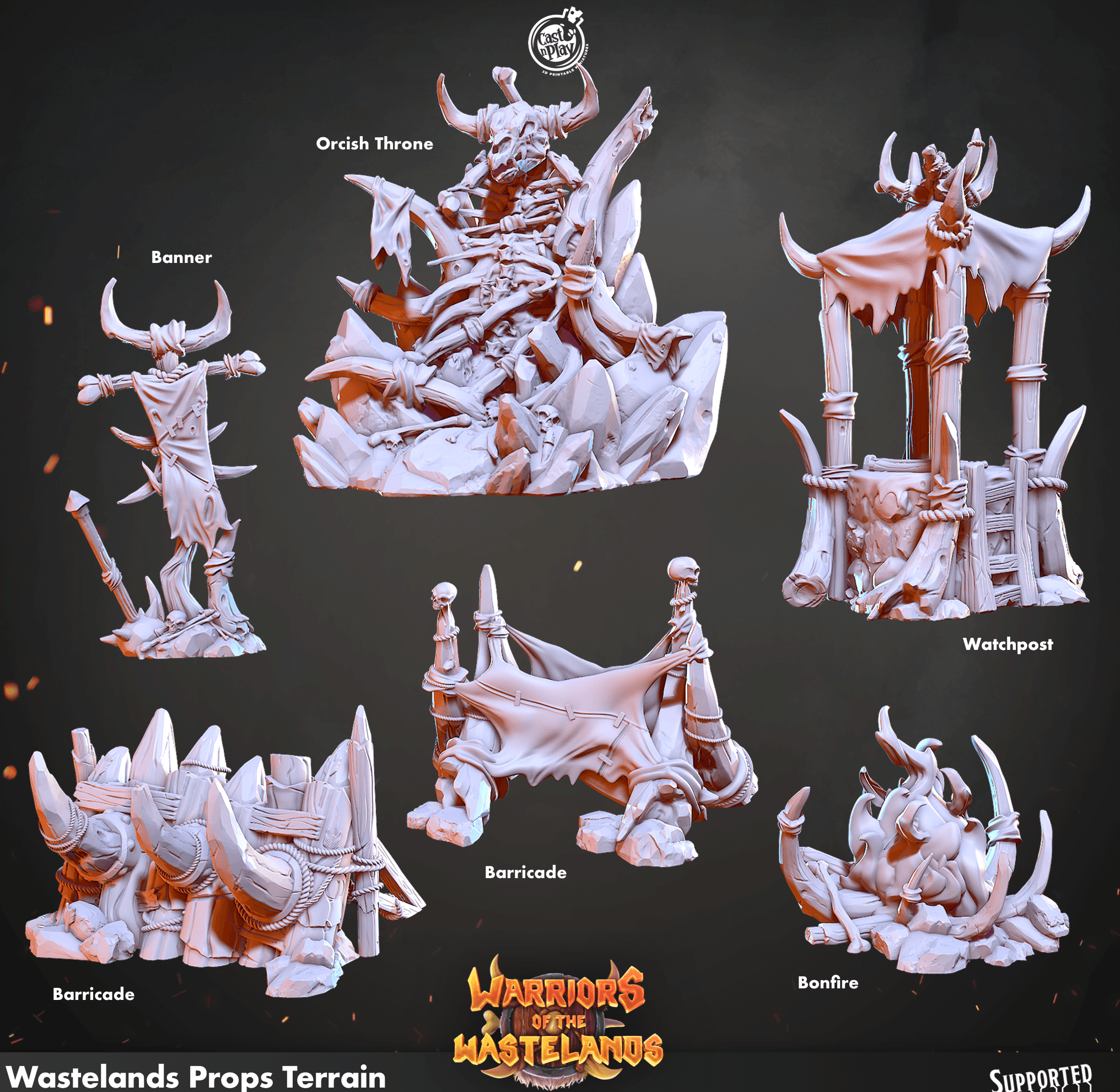 3D Printed Cast n Play Wastelands Terrain Warriors of the Wastelands 28mm 32mm D&D