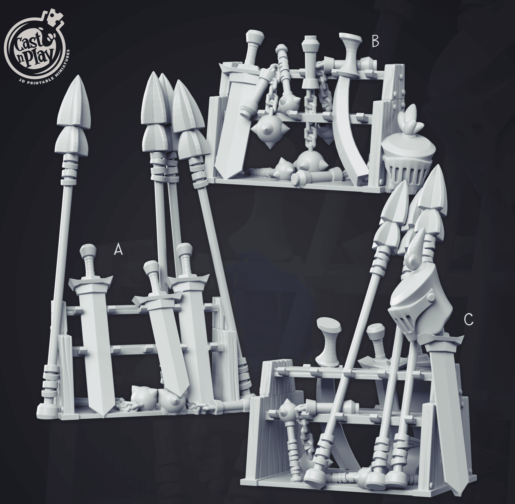 3D Printed Cast n Play - Weapon Racks 28mm 32mm D&D
