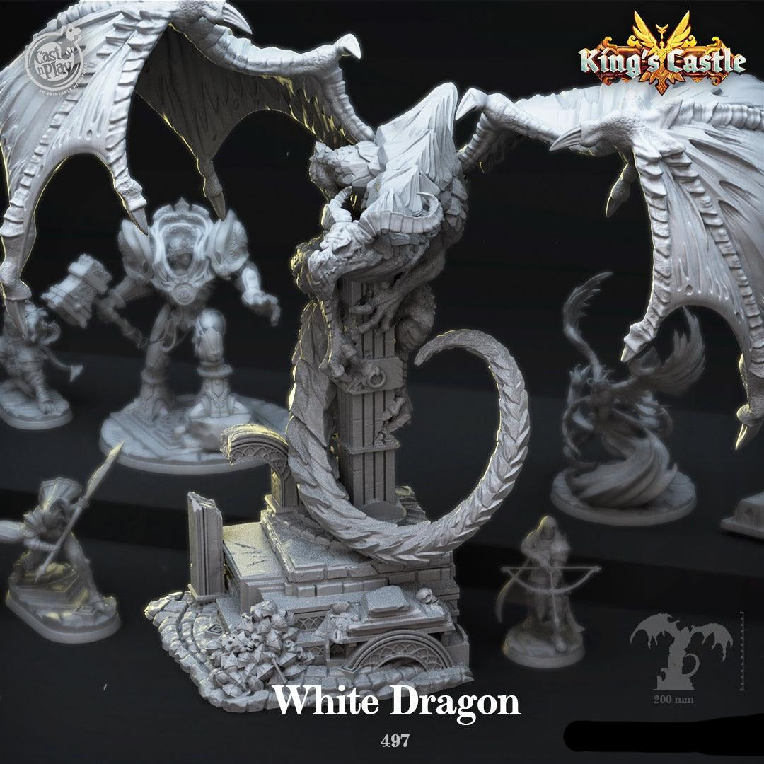 3D Printed Cast n Play White Dragon King's Castle 28 32mm D&D