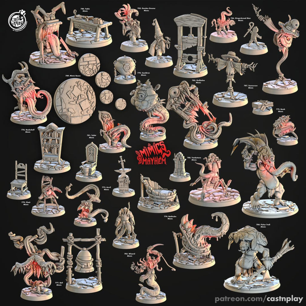 3D Printed Cast n Play Wizard Mimic Mimics Mayhem Set 28mm 32mm D&D