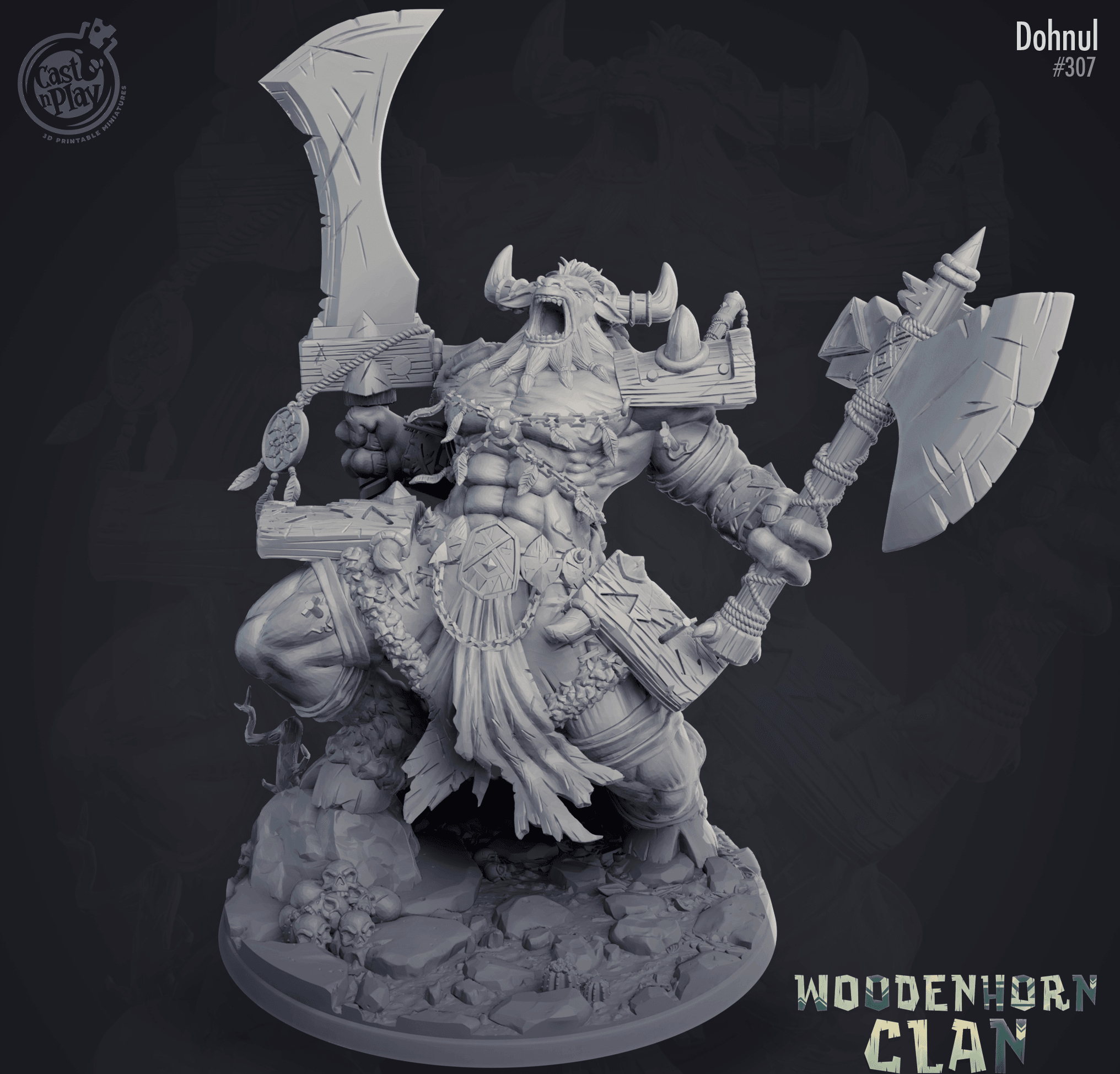 3D Printed Cast n Play Woodenhorn Clan - Monster Dohnul 28mm 32mm D&D