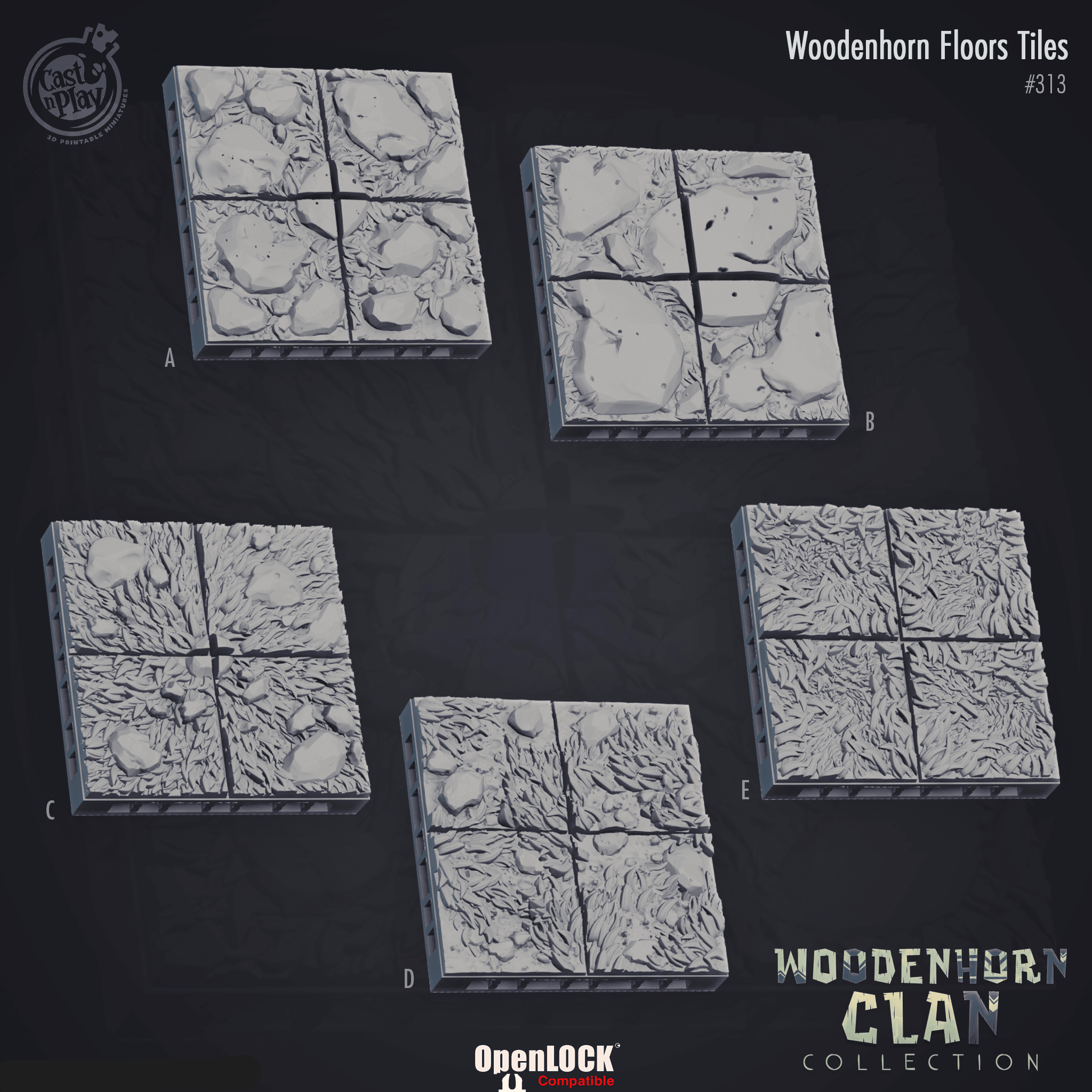 3D Printed Cast n Play Woodenhorn Clan - Woodenhorn Floors Tiles 28mm 32mm D&D