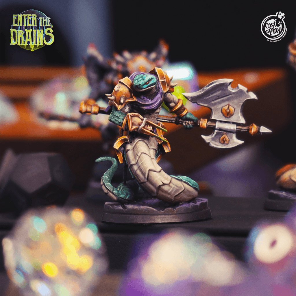3D Printed Cast n Play Yuddrakh Warrior Enter the Drains 28mm 32mm D&D